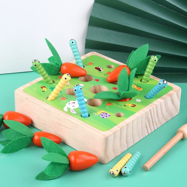 Treleke for barn, Montessori-gulrotoppgave i tre,