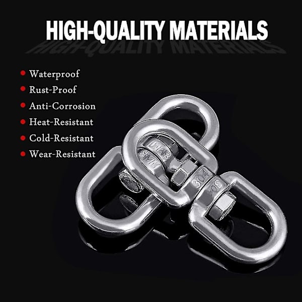 6 stk M8 304 Rustfritt Stål Svingbar Ring Dobbel Endet Svingbar Øyehake M8 Karabinkrok Henge Hengekøye Ha