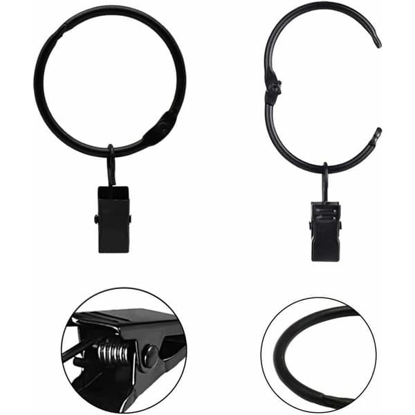 20 Pieces Openable Metal Curtain Clips with Rings, Easy to Open and Close