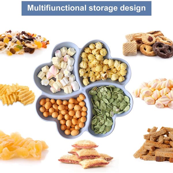 Snack Tray with Four Compartments - Party Style Fruit Tray - Serving Bowl for Snacks/Chips - Reusable - Heart-shaped