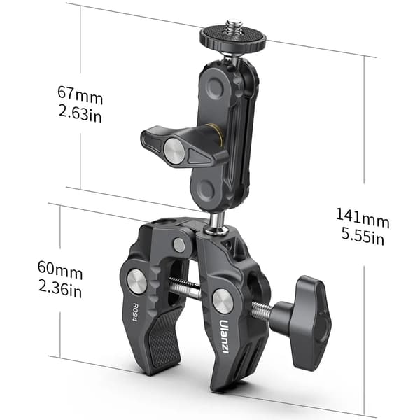 Monipuolinen Super Clamp -pallokiinnike, kaksois 360° pyörivä pallo
