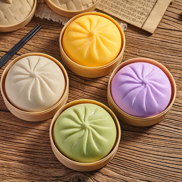 4-pak Dumpling Stressbolde i Farver | Klembart Fidget Legetøj, Sensorisk Stresslindring til Hjem & Kontor