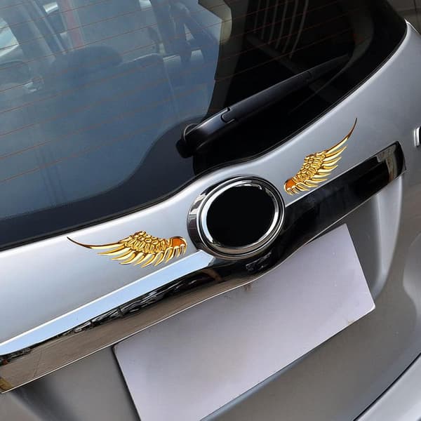 3D-dekaler (1 par) (Silver) Metalliska vingar Auto Metal Sticker C