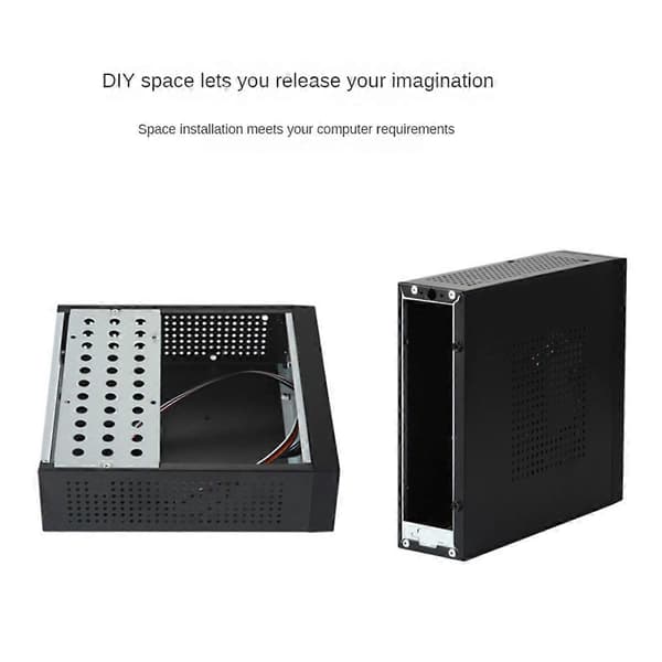 M06 Mini Desktop Chassi MINI-ITX PC-chassi Mångsidigt och Effektivt Industriellt Kontrollchassi med Fot