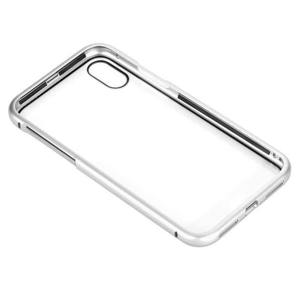 Magnetic Adsorption Tempered Glass Phone Case for iPhone X Silver
