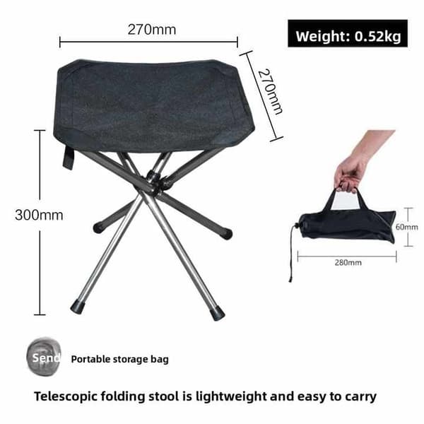 Camping stool, small folding chair, 30 cm lightweight folding stool, compact backpack stool with carrying bag