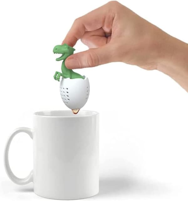 Grön - 1 x sød dyre silikone teinfuser, spiselig silikone teinfuser, dinosaur te si, sjov te si, omrøring teinfuser