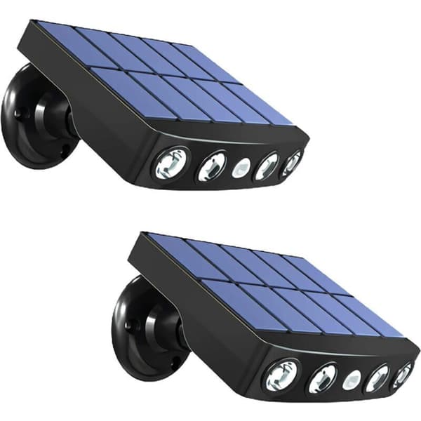 Utendørs solcellelampe 500 lm solcellelampe solcellebelysning vanntett utendørs solcellesensor trådløs solcelleprojektør 2 stk svart