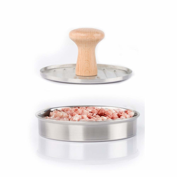 5,24\" Burgerpresse Fyldt Hamburger Patty Maker Form i Rustfrit Stål Non-Stick Kødpresser Vigtigt Grill Tilbehør