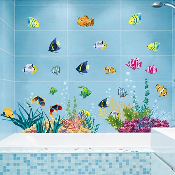 Väggdekaler för barn UNDERWATER WORLD 1 (130x42 cm) I fiskakvarium