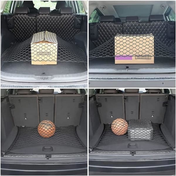 Stationary Luggage Net - Nylon - 110x60 cm - Black - 4 Hooks - Storage Organizer