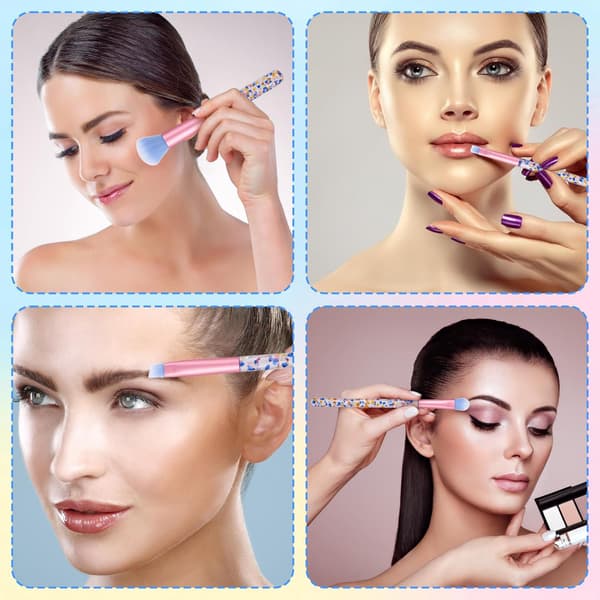 7 stk. Crystal Sparkles Makeupbørstesæt - Professionel blending med pailletgreb, sødt skønhedsbørstesæt til blush, foundation, highlighter,