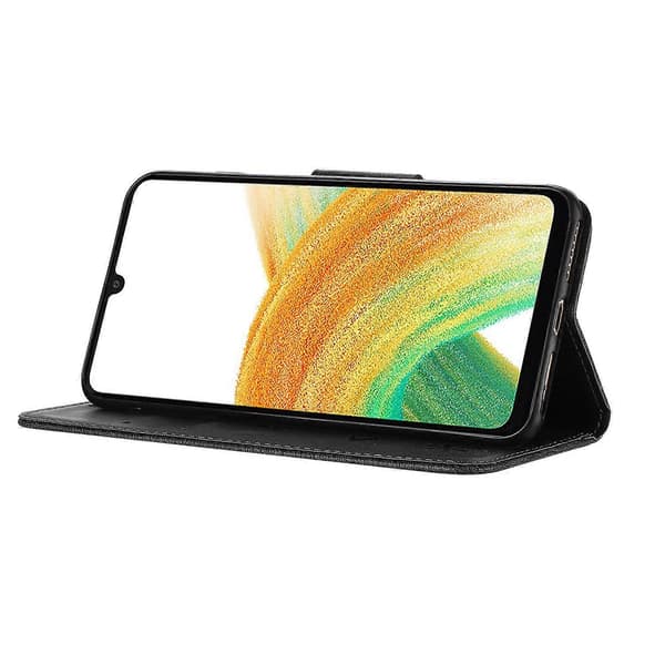 Etui til Samsung Galaxy A16 5G Sommerfugle Blomst Læder Pung Flip Telefonetui - Sort