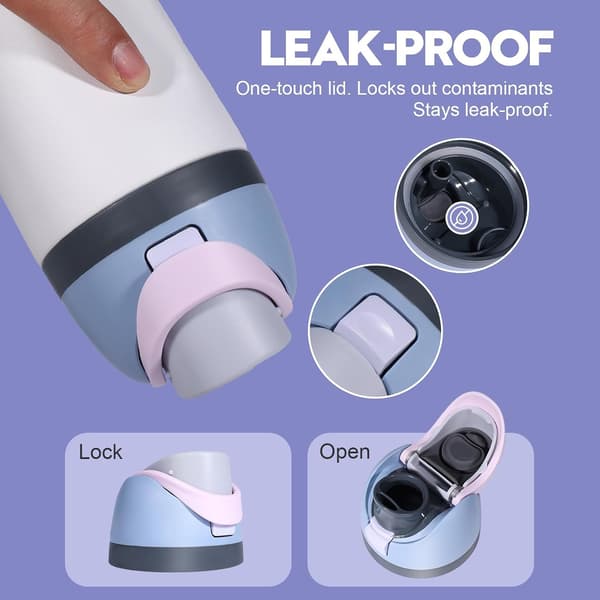 Replacement Lid for , Compatible with Cup 16oz 24oz 32oz 40oz, One-Button Water Bottle Lid for Owala Freesip, Leak-Proof, BPA-Free, Ash White