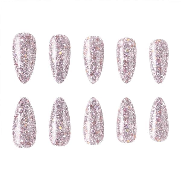 Glitter Press-On Nails - Medium Almond Shaped False Nails with Bling Design - Glitter Kit
