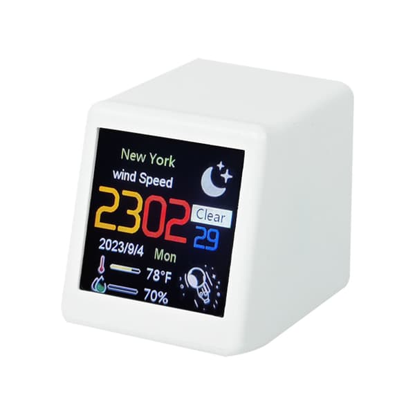 Smart Digital Table Clock WiFi Weather Station – LED Display Alarm Clock with Temperature Forecast Desk Gadget White White