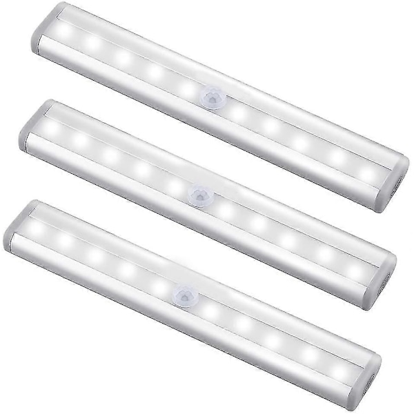 Motion Sensor Light Strip, (10 LED, 3-pack) Wardrobe Wireless Lamp