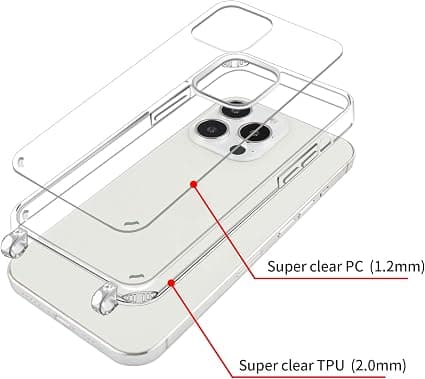 Nupcknn Kaulakorukotelo iPhone 13 Prolle, Läpinäkyvä Kotelo