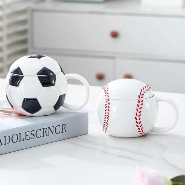 Spherical Ceramic Coffee Cup, Tea Cup, Mug for Milk and Oatmeal, Football