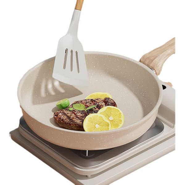 24 cm White Granite Non-Stick Frying Pan with Heat-Resistant Handle Compatible with All Hobs