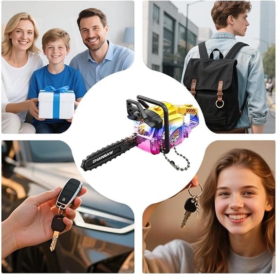 Chainsaw Keychain - Decorative Chainsaw Pendant for Backpack or Car Keychain (DB)