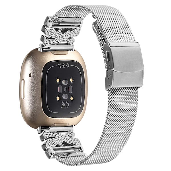 Urrem i rustfrit stål til Fitbit Versa3/4/Sense 2 Sølv Sølv Silver