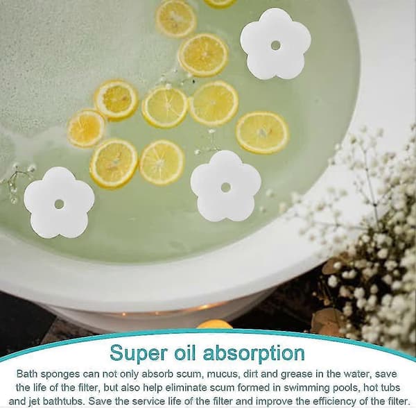 18 stykker olieabsorberende svampe i blomsterform, olieabsorberende svamp til pool og boblebad