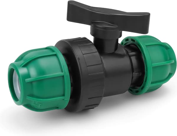 Polyethylen Kugleventil - 25mm - Klemforbindelse - Lynkobling Kugleventil til Vandingsrør
