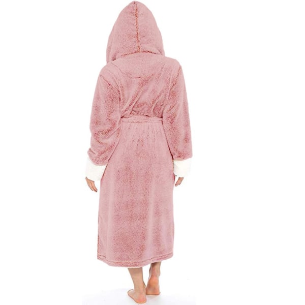 Blød badekåbe lang vintermorgenkåbe til kvinder flannel saunakåbe med sjalkrave lomme，S