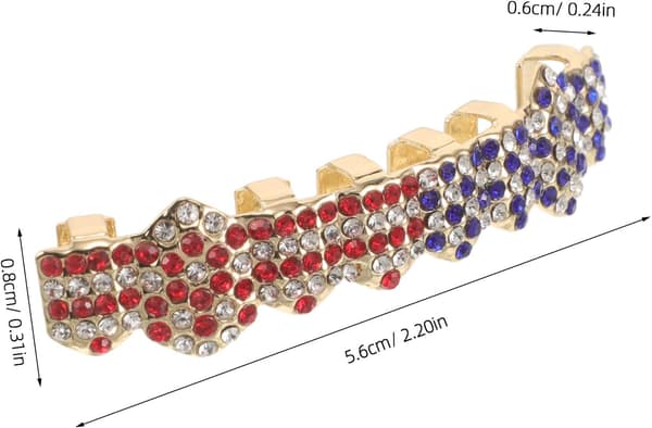 Rhinestone US Flag Tannhette for voksne Hip Hop Smykker