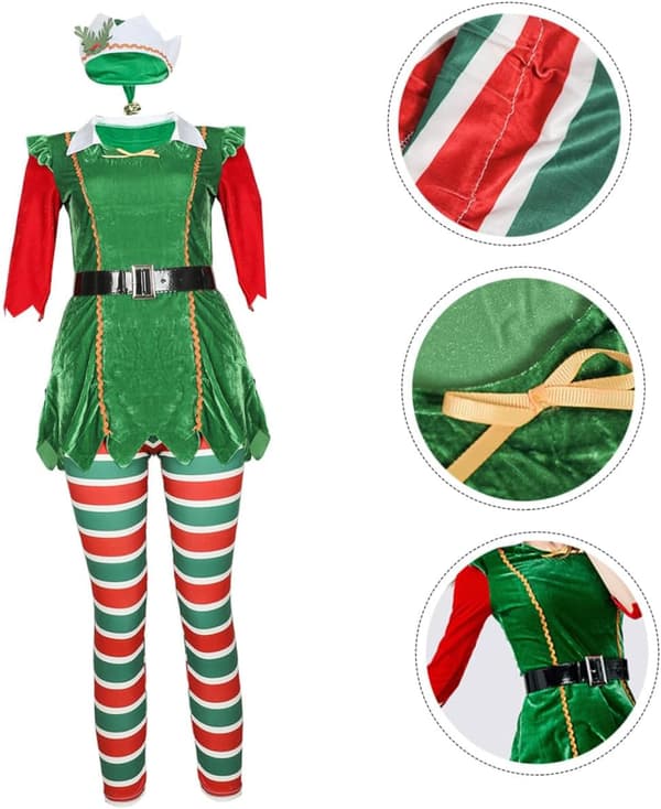 Julekostume til kvinder, one size voksen sceneoptræden outfit