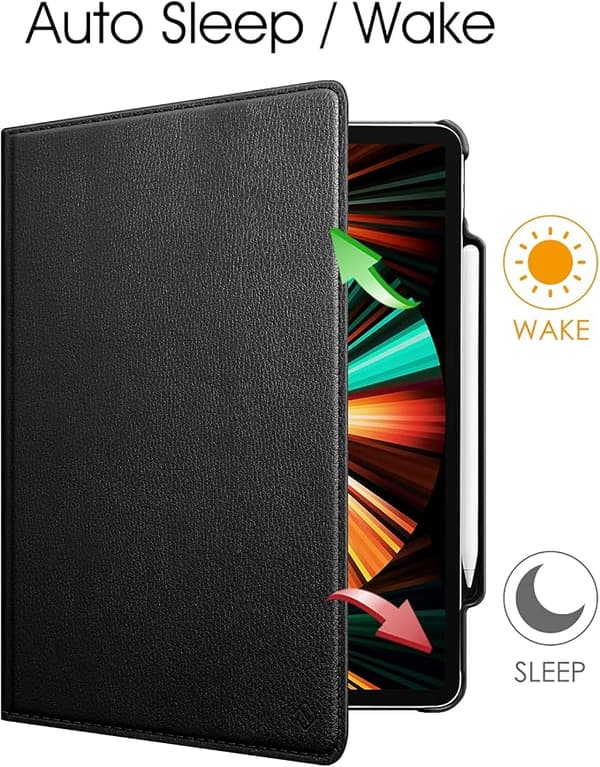 Sort, etui til iPad Pro 12,9 tommer 2022/2021/2020/2018 (6./5.