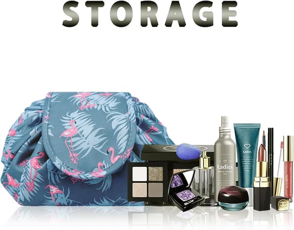 Lazy Makeup Bags with Drawstring, Large Waterproof Portable Cosmetic Bag Makeup Bag Storage Organizer
