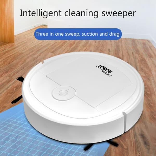 Stille intelligent robotstøvsuger støvtæt gulvfejer tæpperenser, sort