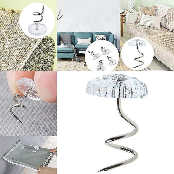 DB 50 stk Møbelstift Hovedfôringsstift Klare Hoder Twist Seng Stoff Sofa Stol