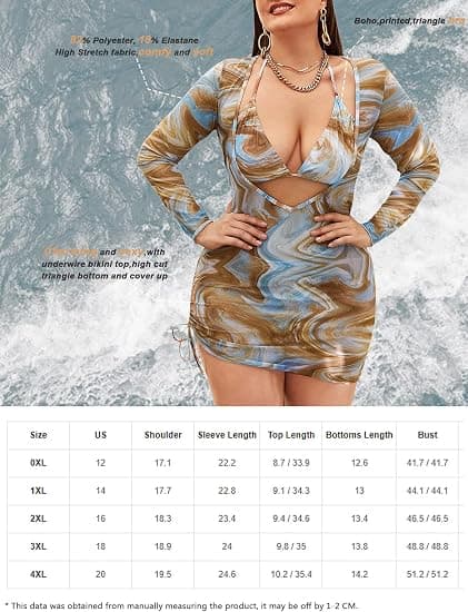 Dam Plus Size Bikini Set Mesh Dragsko Halterneck 3-delad Baddräkt