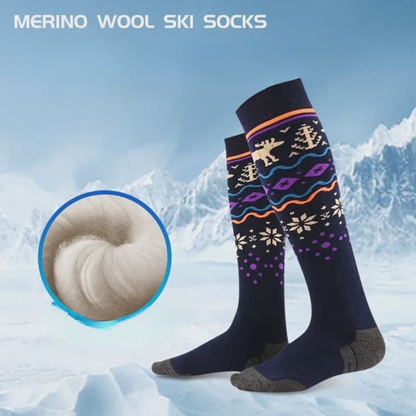 4 Paris vinter-skistrømper i merinould til mænd og kvinder, knæhøje termiske vandre- og snowboardstrømper Size M 36-39