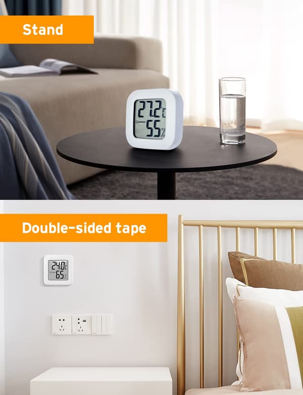 Mini LCD Indoor Thermometer Hygrometer, Portable High Precision Digital Temperature Humidity Meter, Thermo Hygrometer Indicator