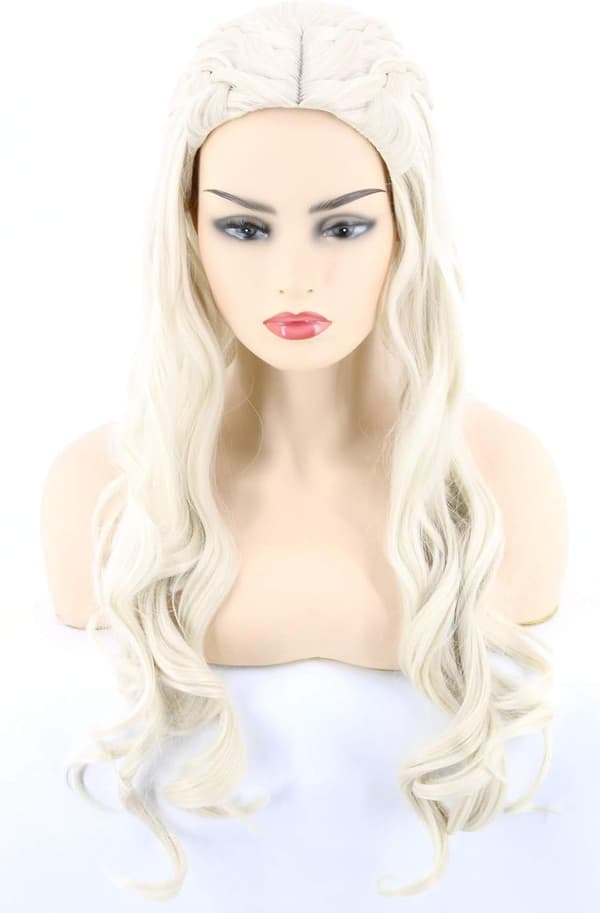 1 stk Cosplay Paryk Kvinder, Daenerys Parykker Lang Krøllet Blond Khaleesi W