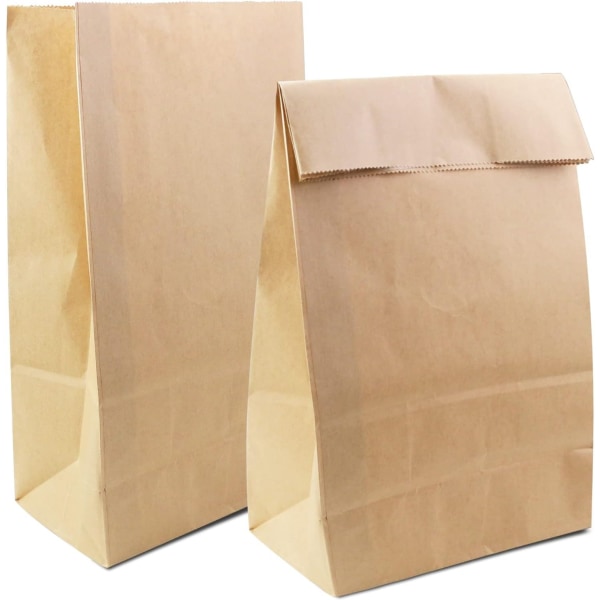 50-pack 12 lb bruna kraftpapperspåsar, 7" x 4,3" x 12,5", stora tunga livsmedelsbutiker Lunchbröd Smörgås Retail Presentförpackningspåse