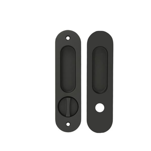 Flush Sliding Door Handle Set - Embedded Lock Body Handle for Interior Doors Black Black 120
