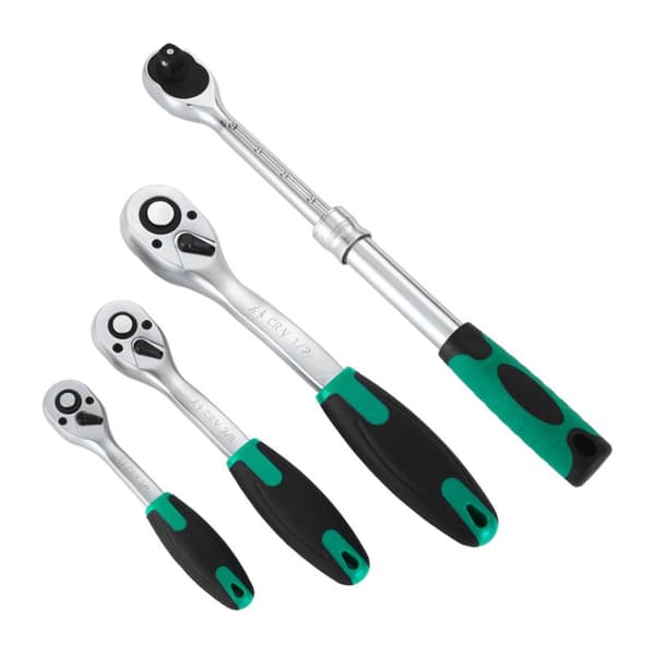 Telescopic Ratchet Wrench 72 Teeth Automatic Two-Way Quick Socket Wrench Large, Medium and Small Ratchet Set (Large Ratchet with Folding Handle)
