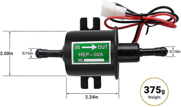 Universal 12V Elektrisk Bränslepump - 4-7psi Ström 1.0-2.0a Inlopps- och Utloppsdiameter 8mm (5/16\") Extern Pump FT [DB]