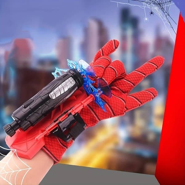 Spiderman Web Shooter for barn - skyter ut sugekopper Rød