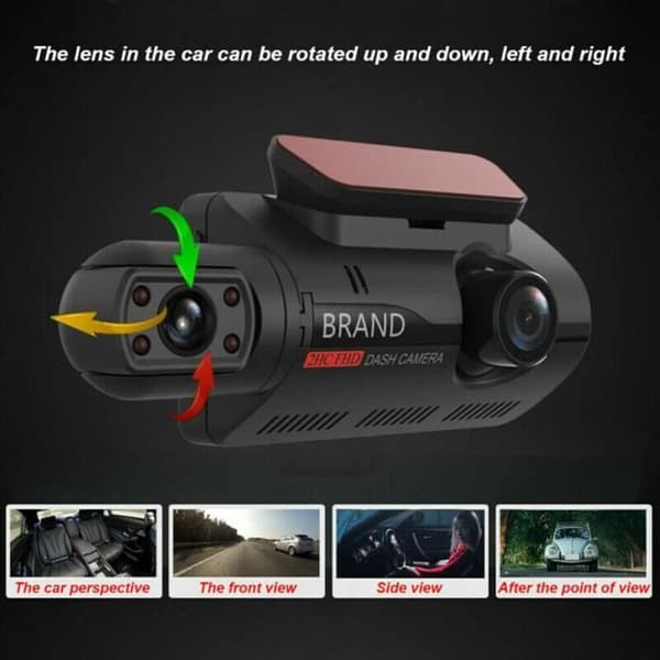 Dobbel linse Dash Cam Bil DVR Front- og interiørkamera Kjøreopptaker Video Parkeringsmonitor Vision S S