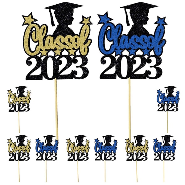 10pcs Class Of 2023 Cupcake Toppers Graduation Cake Decoration Cupcake Picks Dessert Fruit Decoratio