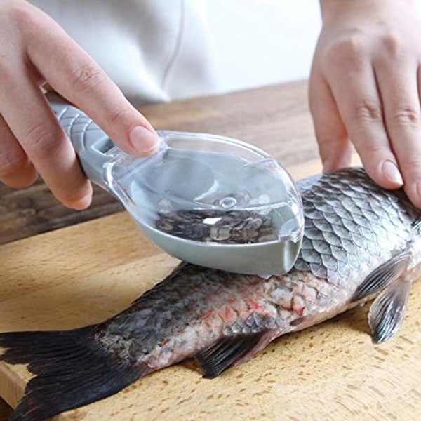 Rask fjerning av fiskeskinnsbørste Plast fiskeskjell Rivjern Skrape Enkelt rengjøringsverktøy for kjøkken (blå) 1 STK