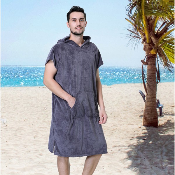 1 stycke (rosa, ca 88*110cm) Badrock Poncho Strand Huvad Handduk Simning Surfning Män Kvinnor