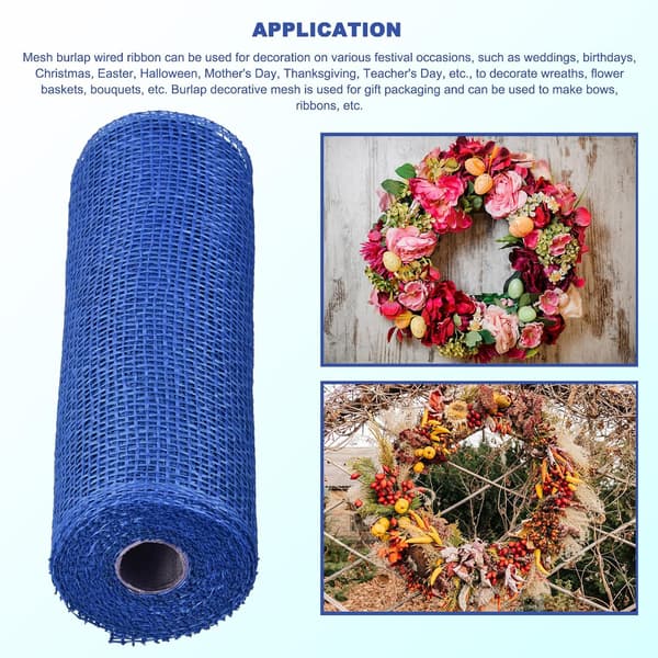 3 stk. 10 tommer Poly Burlap Mesh til Krans, Dekorativt Stofbånd 6,4 Yard Efterår Påske Jul Blomstersløjfe, Blå Black