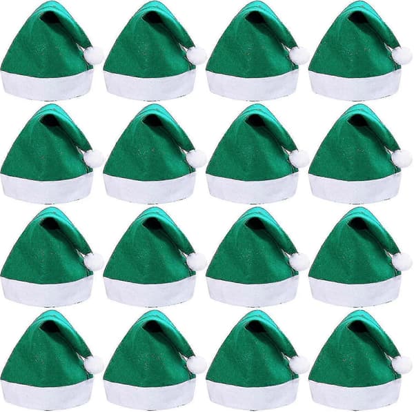 16-pack Felt Christmas Hats - Green